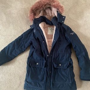 Abercrombie navy Kids Jacket with dusty rose fur